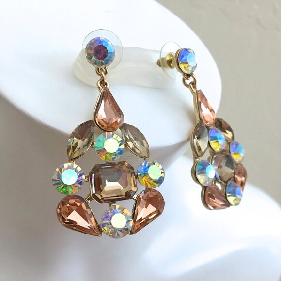 Rhinestone Necklace Pierced Dangle Earrings NEW from Greece - Picture 3 of 14